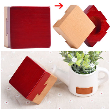 Blovec 3D Wooden Puzzle Box - Impossible Dovetail Brain Teaser with Secret Compartment, Red, 1.96x1.96x0.51 inch, Model AC008