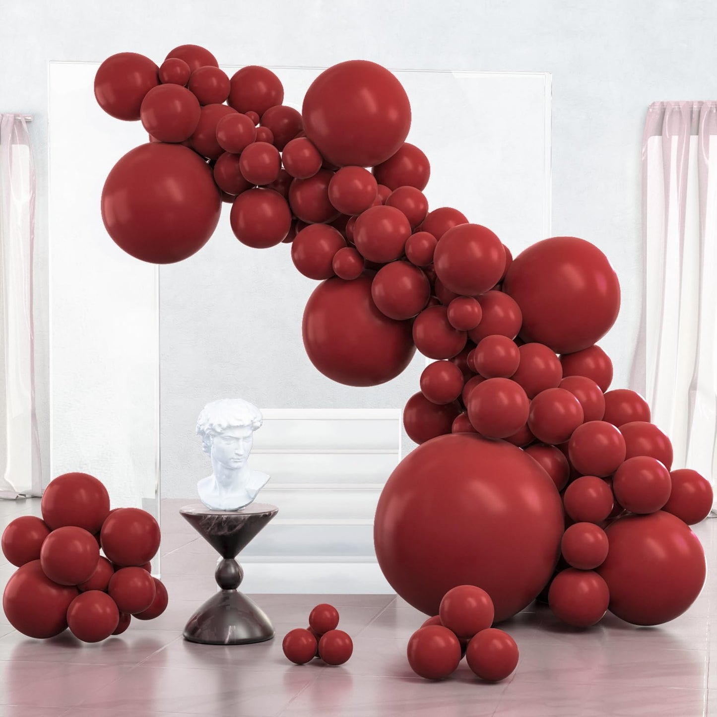 Partywoo Ruby Red Balloons, 127 Pcs Dark Red Balloons Different Sizes Pack Of 36 Inch 18 Inch 12 Inch 10 Inch 5 Inch Maroon Balloons For Balloon Garland Or Balloon Arch As Party Decorations, Red-Y75