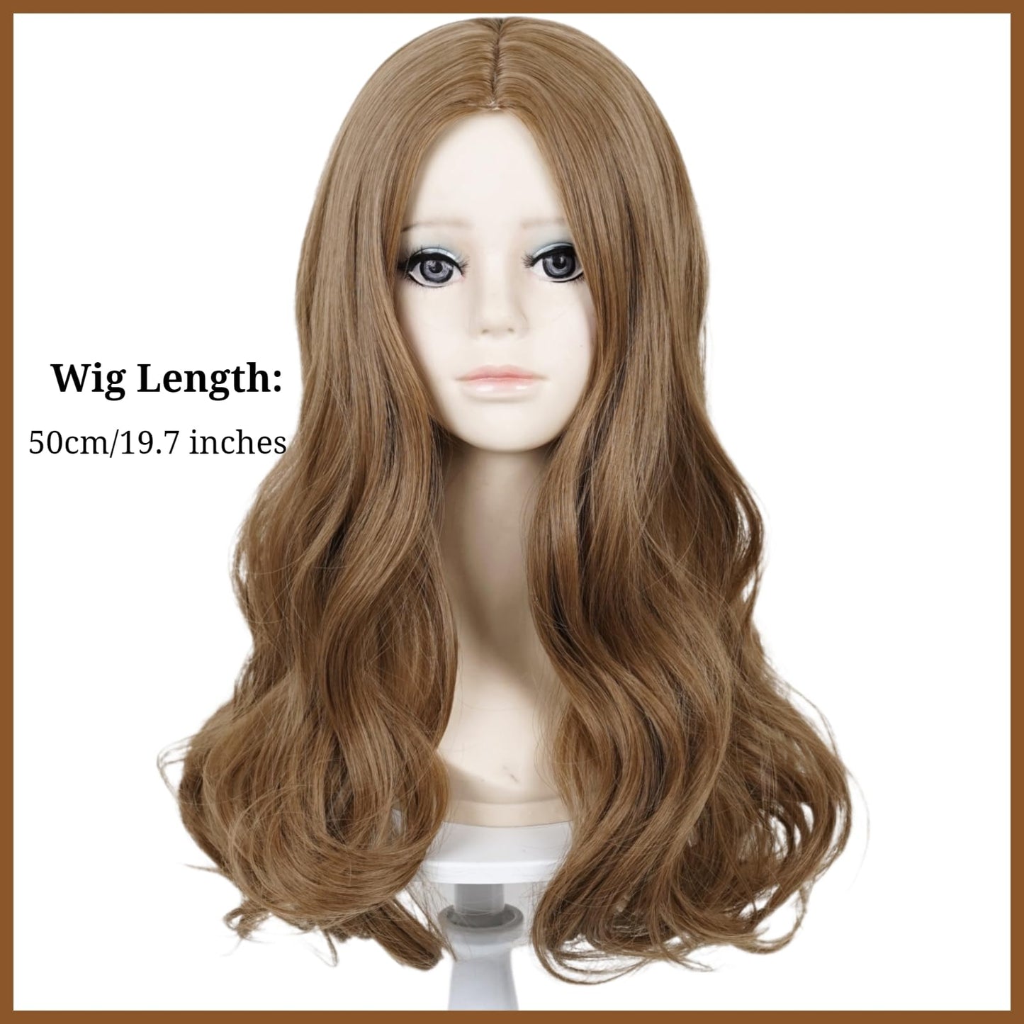 M3Gan Wigs For Kids Girls Long Curly Brown Kids' Creepy Cosplay Wig Child Long Wave Middle Part M3Gan Wig With Hair Net For Toll