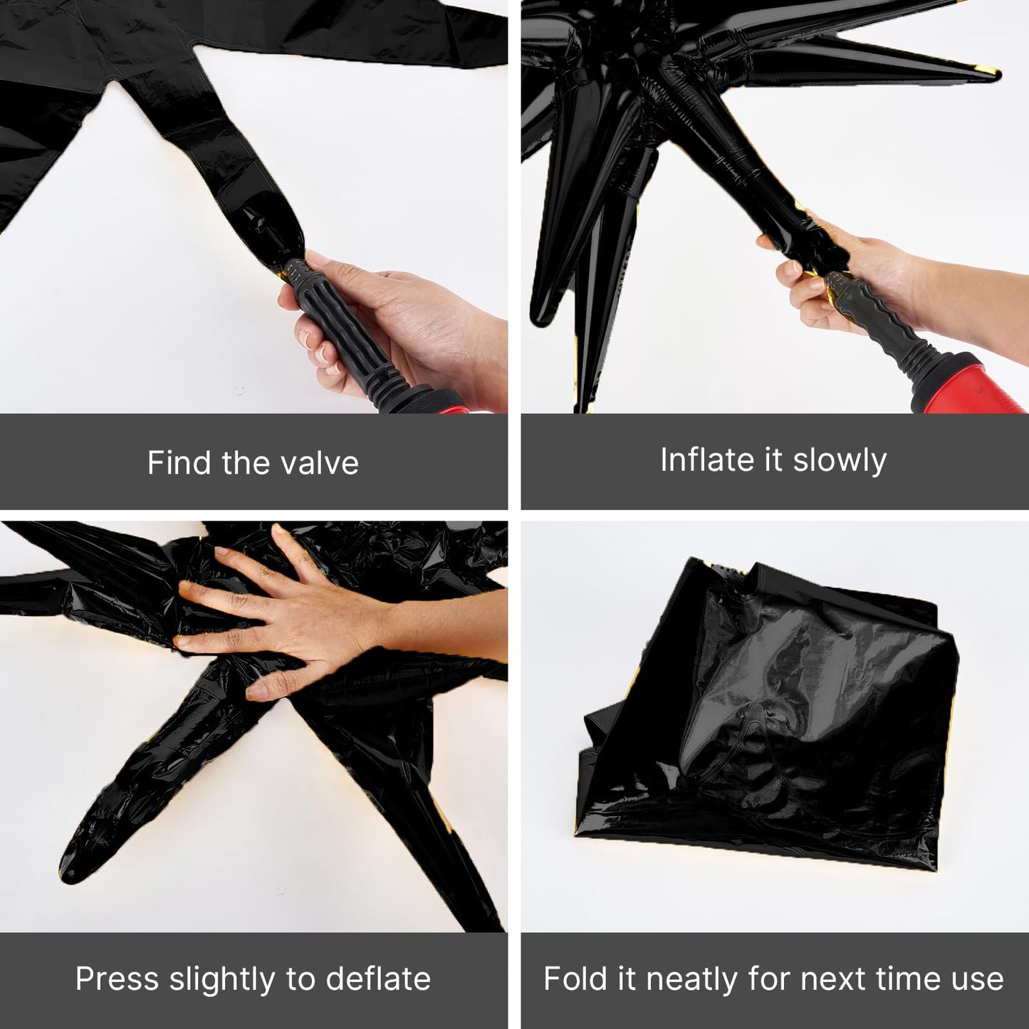 Partywoo Black Balloons, 110 Pcs 22 Inch Star Balloons And Black Balloons Different Sizes Pack Of 18 Inch 12 Inch 10 Inch 5 Inch For Balloon Garland Or Arch As Birthday Decorations, Party Decorations