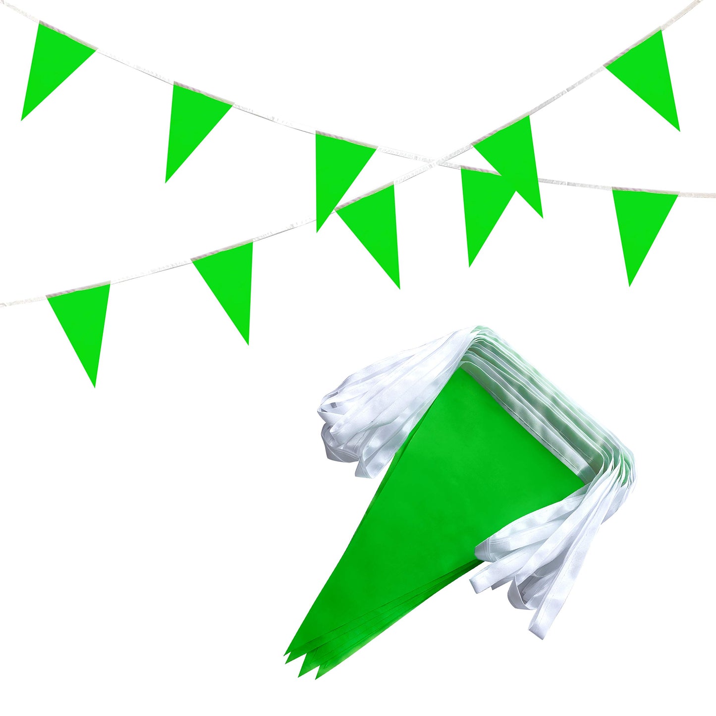 Tsmd Solid Green Pennant Banners Flags String Diy Bunting Flags,Party Decorations For Grand Opening,Kids Birthday,Party Events C