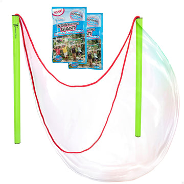 Wowmazing Giant Bubble Wands Kit: (4-Piece Set) | Incl. Wand, Big Bubble Concentrate And Tips & Trick Booklet | Outdoor Toy For