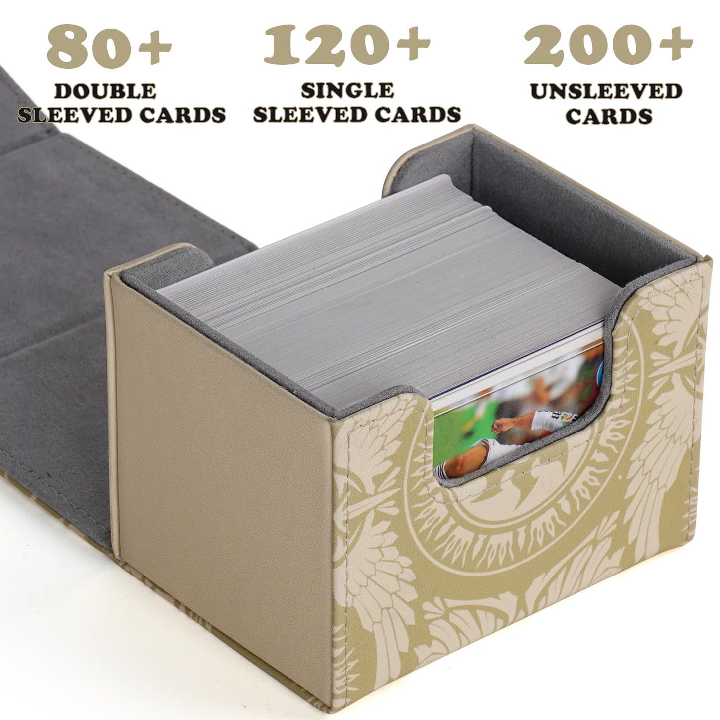 Deck Box for MTG Cards  Trading Commander Deck Case Holds 120+ Sleeved Cards  PU Leather Magnetic Collectible Card Storage Box Fits for TCG Magic Card (Yellow)