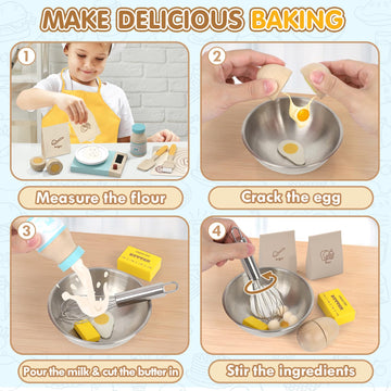 Lehoo Castle Play Food Set for Kids Kitchen, Play Kitchen Accessories Wooden, Kids Baking Set for Boys, Toys Cupcakes and Cookie