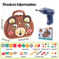 Kaemgyyd Magic Montessori Play Toolbox, 203Pcs Magic Montessori Play Toolbox Bear with Drill, 2D/3D Creativity Tool Box Montesso