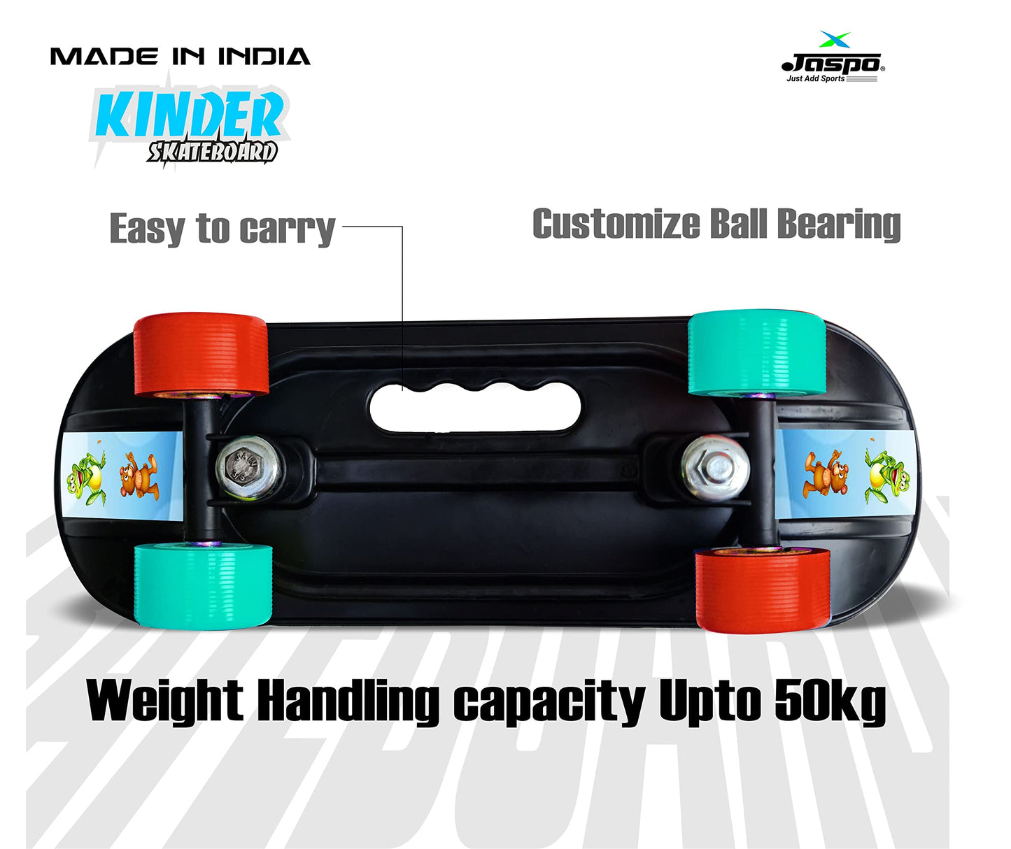 Jaspo Street Runner Junior 18 Inches Fiber Skateboard for Kids Upto 7 Years Age Group Recommended for Boys and Girls (Suitable f