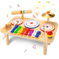 Kids Drum Set, Baby Musical Instruments Toys For Toddlers, 9 In 1 Wooden Xylophone Toddler Drum Set Percussion Instruments Musical Toys Birthday Gifts For Children Boys And Girls