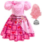 Itvti Girls Bridget Costume Kids Younger Queen Of Heart Pink Dress Princess Cosplay Outfits With Wig For Halloween Party, Pink, 2-3 Years(Tag 100)