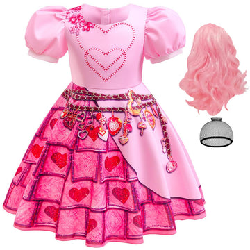 Itvti Girls Bridget Costume Kids Younger Queen Of Heart Pink Dress Princess Cosplay Outfits With Wig For Halloween Party, Pink, 2-3 Years(Tag 100)
