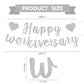 RICHHHA Silver Glitter Happy Workiversary Banner - NO DIY - Black Work Anniversary Decoration, Pre-Strung Sign Bunting for Offic
