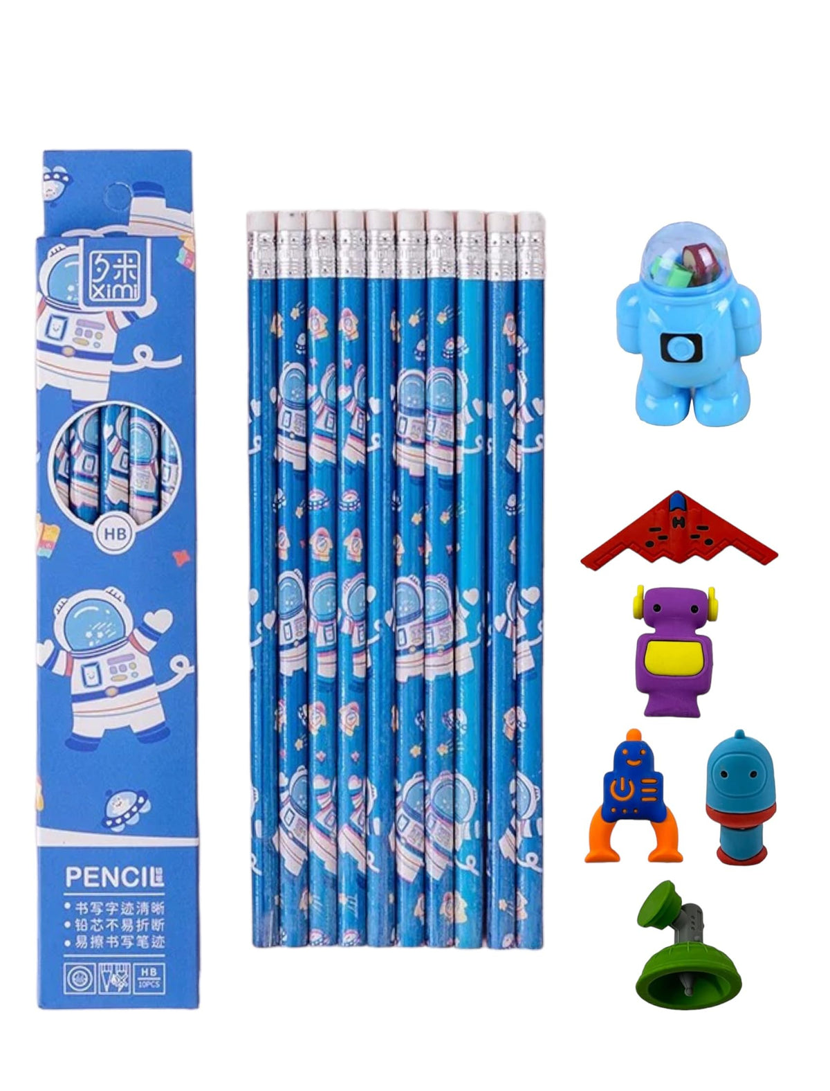 Le Delite Space Astronaut Pencil Art Tool Set For School Kids Wholesale Price Pencil Charcoal Kids School Stationery With Eraser