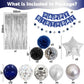 Blue And Silver Birthday Decorations For Men Boys, Navy Blue Silver Party Decoration Royal Bue Silver Birthday Balloons Happy Bi