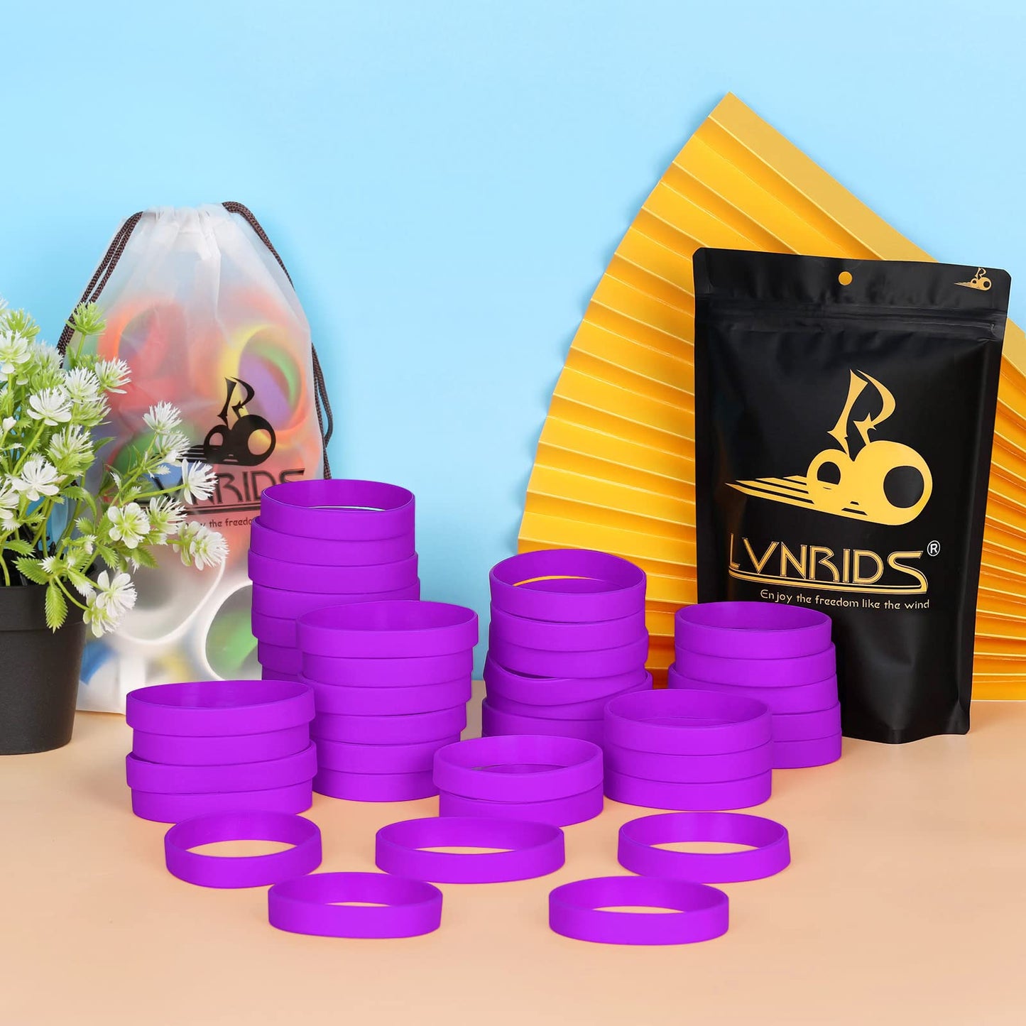LVNRIDS 50 PCS Silicone Bracelets Wristbands for kid, Sports Rubber Elastic Wristband Bracelet for Party Decorations Favors Set