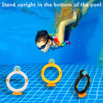 Doadw Diving Pool Toys Underwater Swimming Ring Duck Diving Ring, 3 Pack
