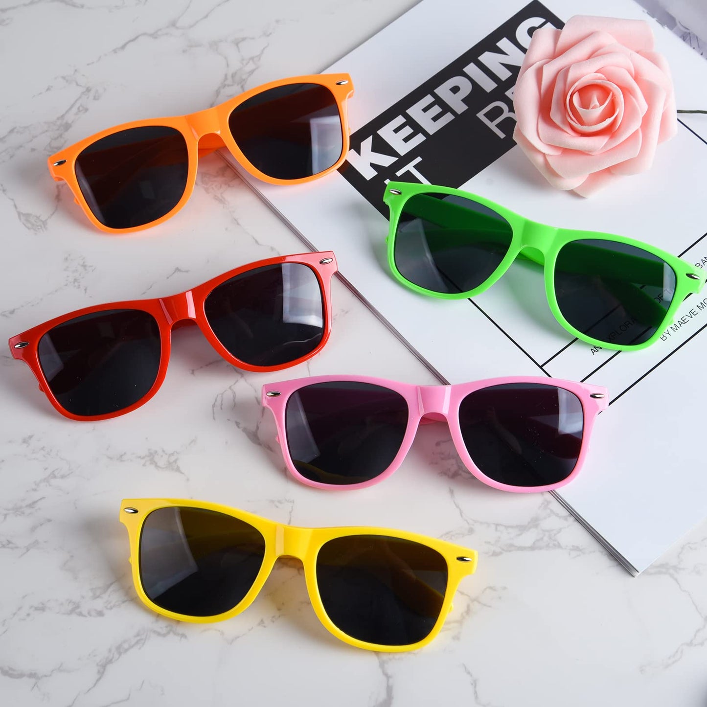 Tuparka 12 Pack Sunglasses Neon Colors Sunglasses Party Favors Goody Bag Fillers Bulk For Birthday Party Beach Pool Party, 12 Colors