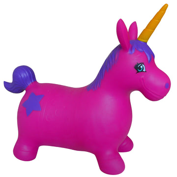 Appleround Unicorn Bouncer With Hand Pump, Inflatable Space Hopper, Ride-On Bouncy Animal For Children (Purple)