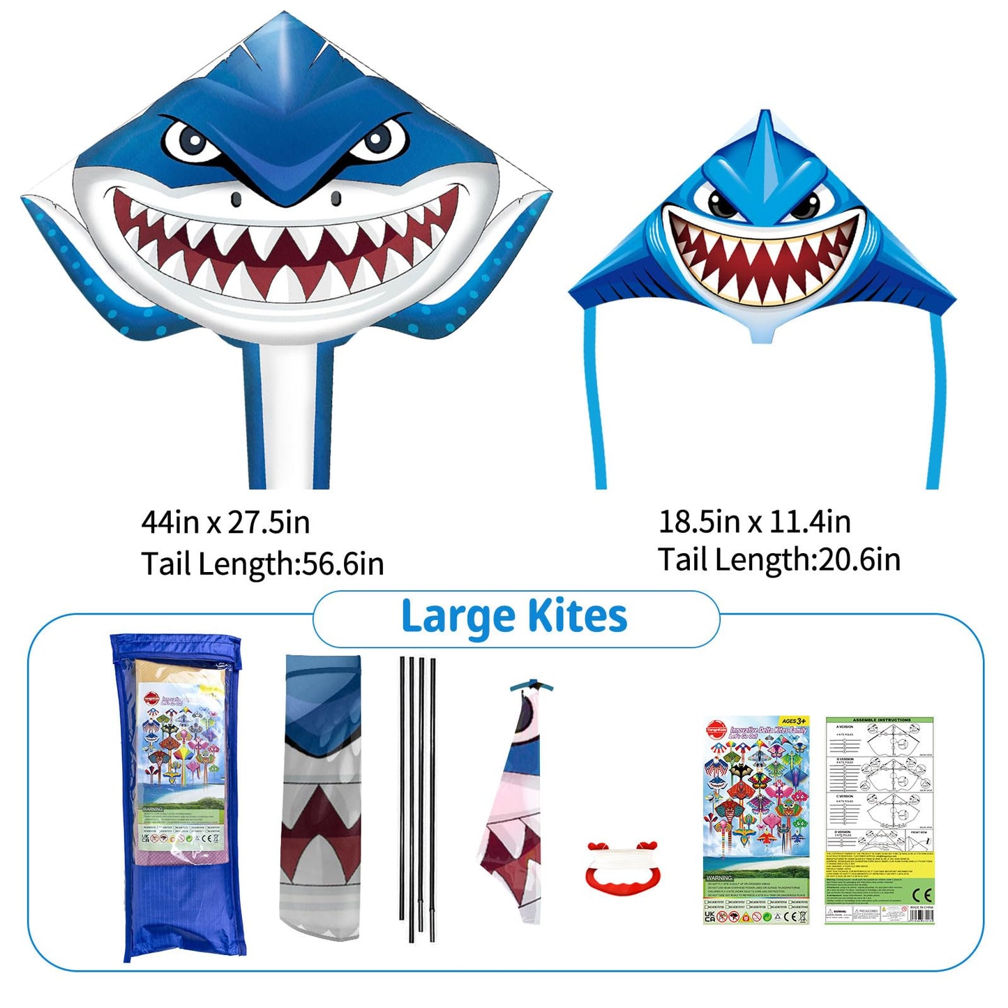 Yongnkids 2 Pack Kite For Kids Adults Easy To Fly, Fish Kites Gift Idea For Beach Large Kites For Kids Ages 4-8, Perfect For Eas