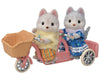 Calico Critters Husky Brother & Sister Tandem Cycling Set, Dollhouse Playset with Figures & Accessories, Multi, Model CC1978