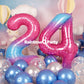 Rainbowq 24 Balloon Numbers 40 Inch For Women Big Starry 0-9 Foil Mylar Large Number 24 Balloons Happy 24Th Birthday Party Anniv