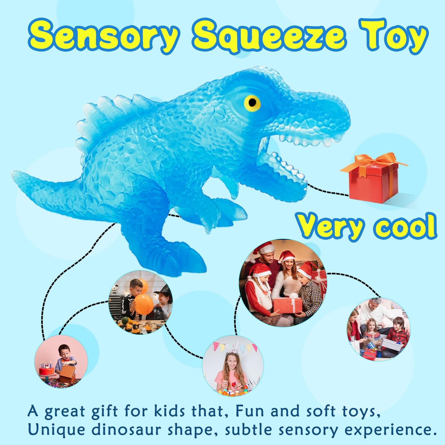 BENSE Easter Egg Stuffers, Fufu Taba Squishy Dinosaur Toys 4.4in Tall Party Favors for Kids, Stress Relief Toys, Autism Sensory