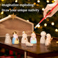 Wds Wondrous Christmas Nativity Set-8Pcs White And Gold Mini Nativity Figures Modern Holy Family Scene, Resin And Wood Religious