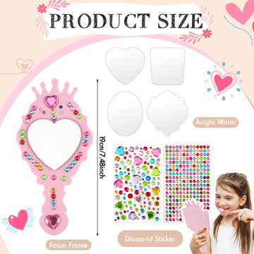 Liliful 12 Pack Princess Foam Mirror Kits Decorate Your Own Princess Mirrors Party Supplies Kids Unbreakable Toy Crafts For Girls Party Favors Birthday Diy Decorations(Stylish)