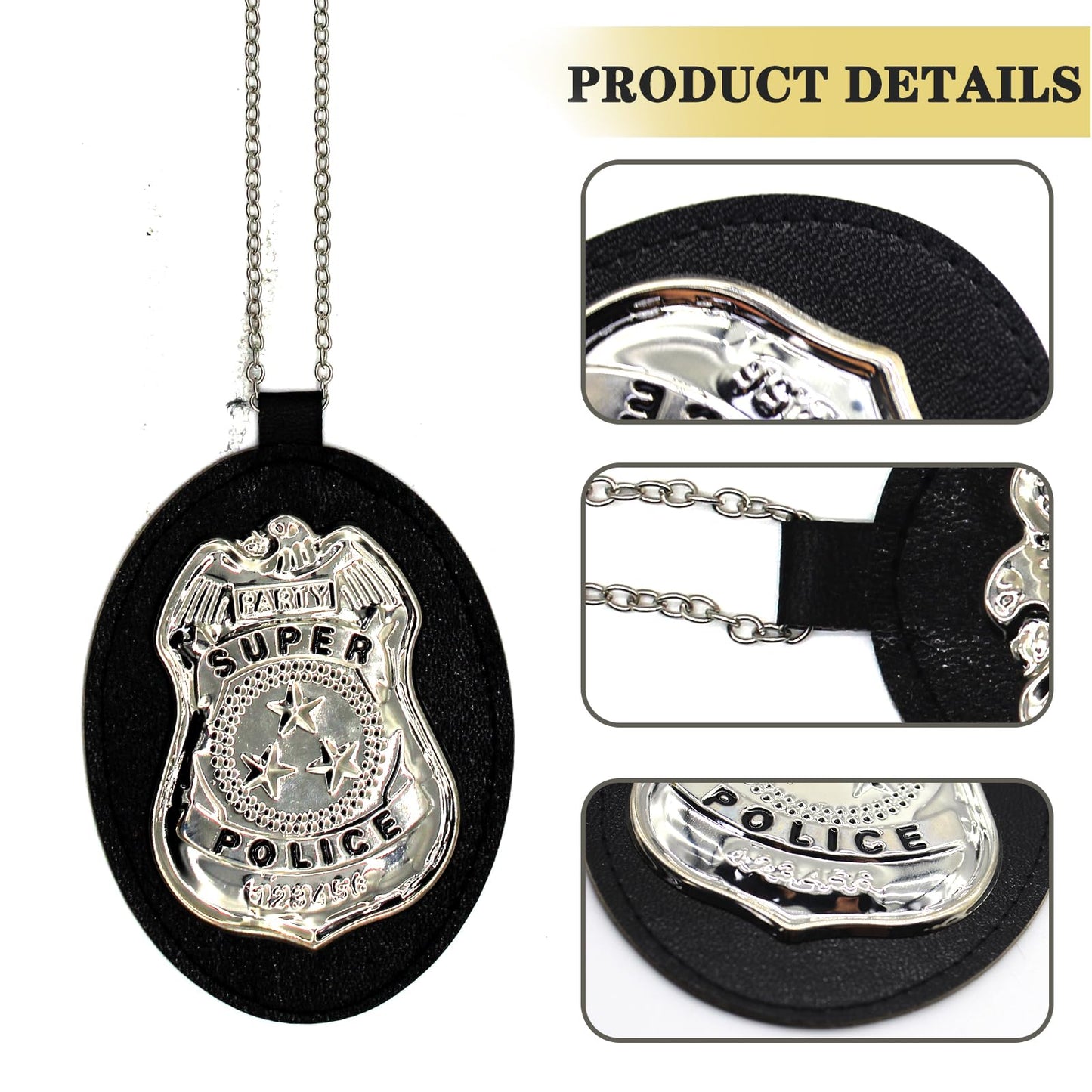 Timisea Police Accessories Kit - 6 Pcs Pretend Play Costume with Hat, Handcuffs, Sunglasses, Walkie Talkie, Badge, Whistle - Medium Size