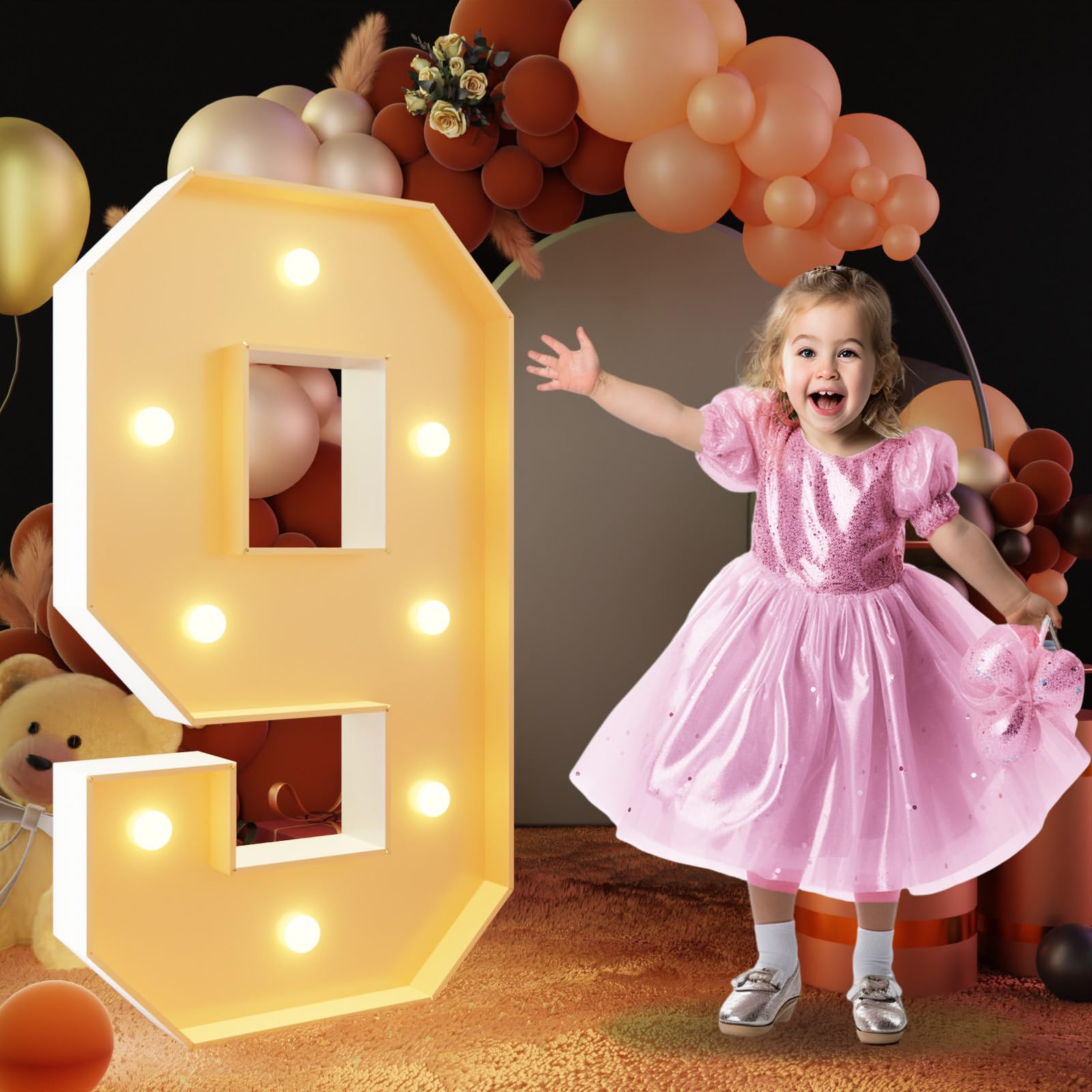 Imprsv 3Ft Light Up Numbers, Marquee Numbers For Birthday Decorations Anniversary Party Decor, Mosaic Numbers For Balloons Numbe