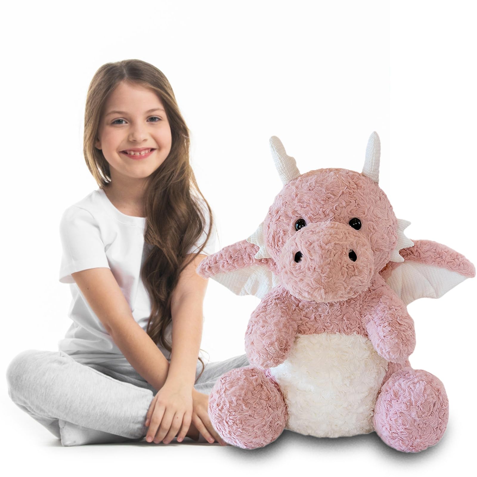 SUSULF Little Flying Dragon - Cute Stuffed Animal Plush Toy - Adorable Soft Dragons Toy Plushies and Gifts - Perfect Present for Kids (Pink 16.53in/42cm)