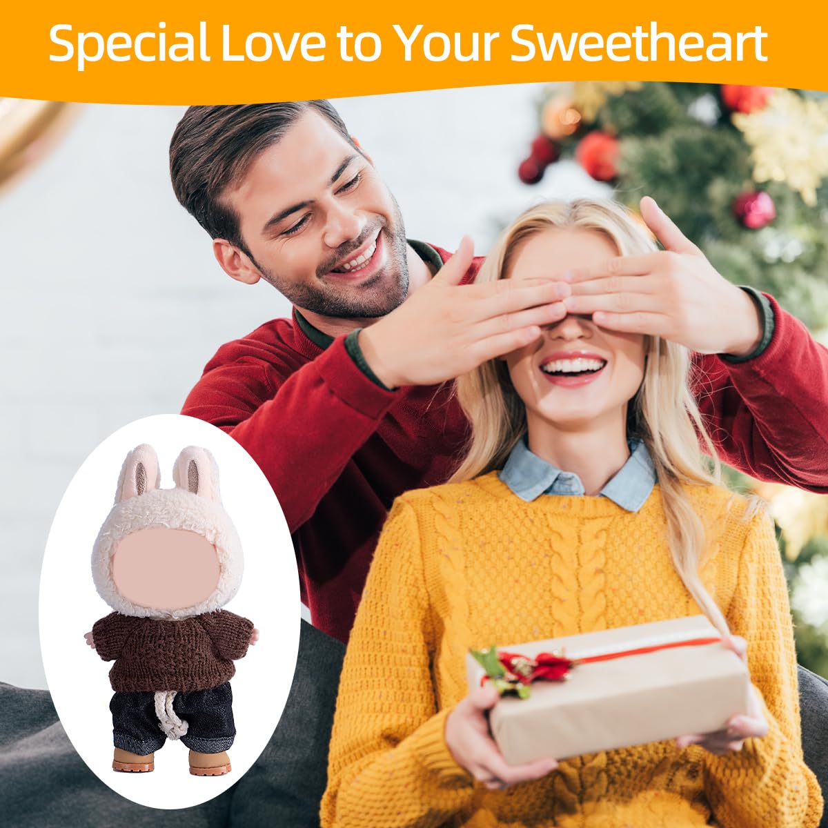 17cm Doll Clothes Set  enhanced Jeans & Knitted Sweater Outfit for 17cm 15cm Dolls  Cute Dress Up Fashion  No Doll Included (E  17cm/15cm)