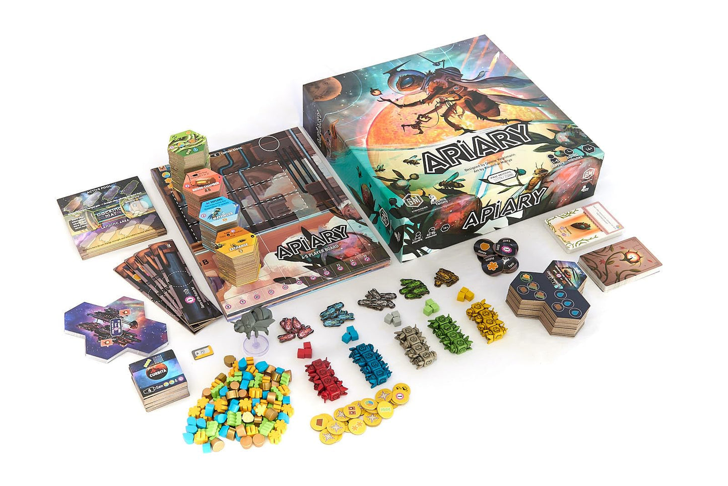 Stonemaier Games Apiary Board Game | Strategy Game for 1-5 Players | Build Your Hive in Space | Model STM750 | Multicolor Cardboard