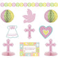 Amscan Sweet Christening Pink Paper Decorating Kit, 10 Ct. | Party Decoration