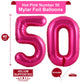 LHOAVWE 40 Inch Hot Pink Foil Mylar Number 50 Balloons - Jumbo Dark Pink Birthday & Anniversary Party Decorations