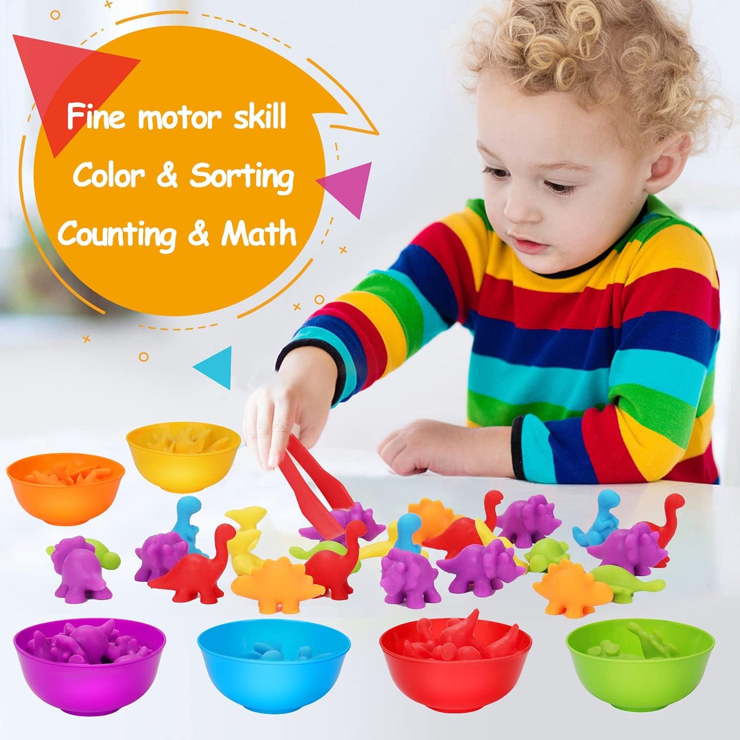 Counting Dinosaurs Montessori Toys For 3 4 5 Years Old Boys Girls Toddler Manipulatives Preschool Learning Activities Kindergarten Educational Sensory Fine Motor Skills Toys For Kids Ages 2-4 3-5 4-8