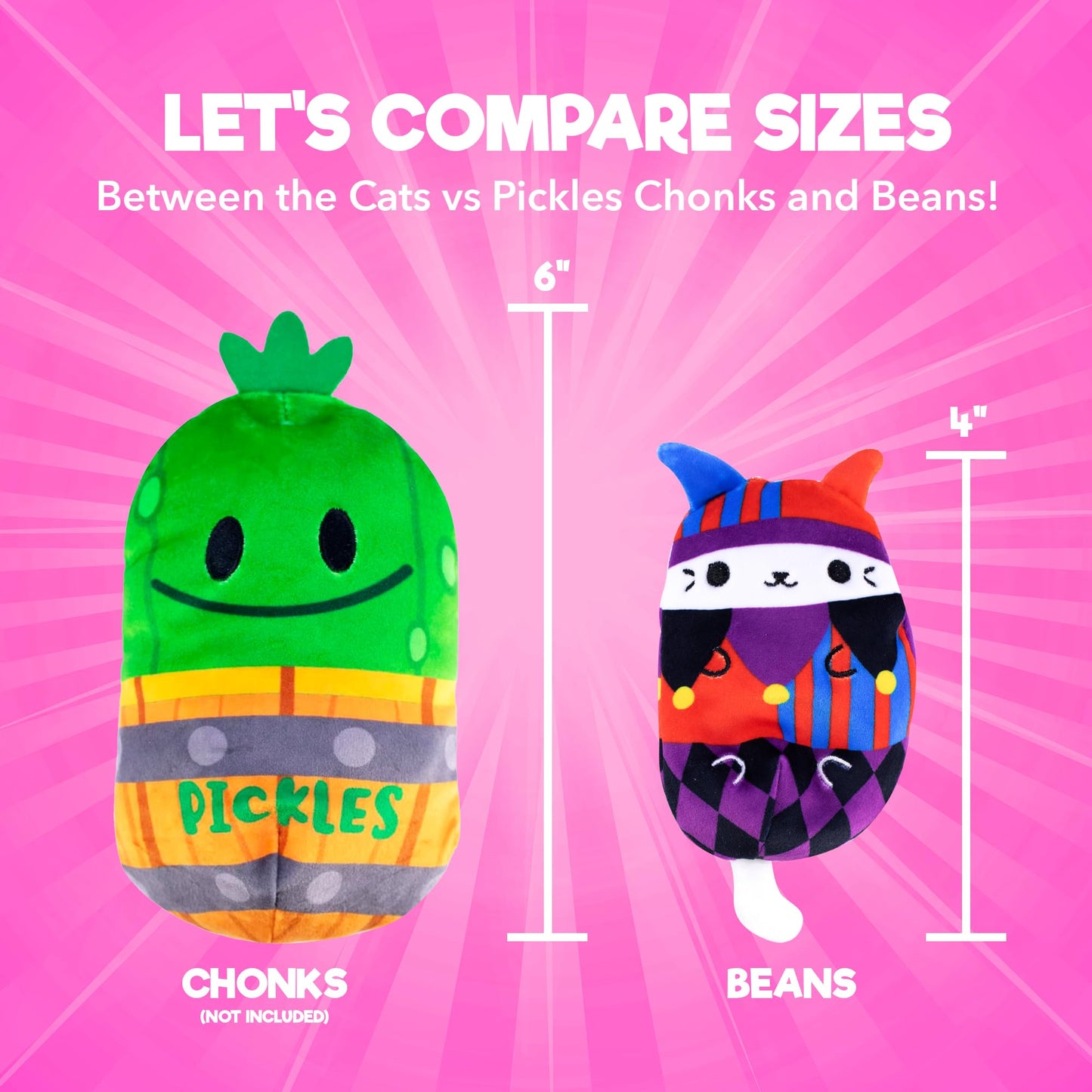 Cats Vs Pickles 2Pk Mystery Bags Bean Filled Plushies | Stocking Stuffers | Blind Bags For Girls And For Boys | Surprise Bean Collectibles | Sensory Friendly Mystery Bag For Kids & Adults | 2-Pack