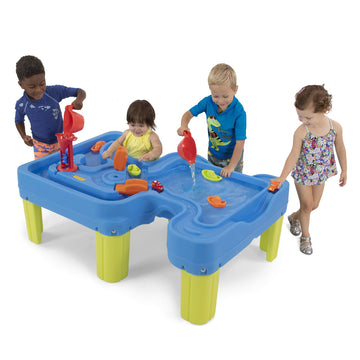 Simplay3 Big River And Roads Water Play Table, Outdoor Activity Table With Track Toys For Toddlers And Kids, 9 Accessories Inclu