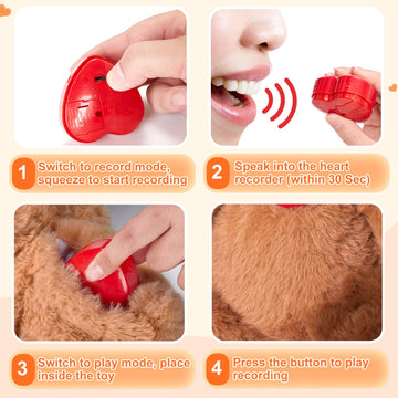 Cozyworld 12.5' Heartbeat Highland Cow Recordable Stuffed Animals Voice Sweet Messages Recorder Soft Plush Toy Playback Your Words Birthday Gifts For Toddler Kids