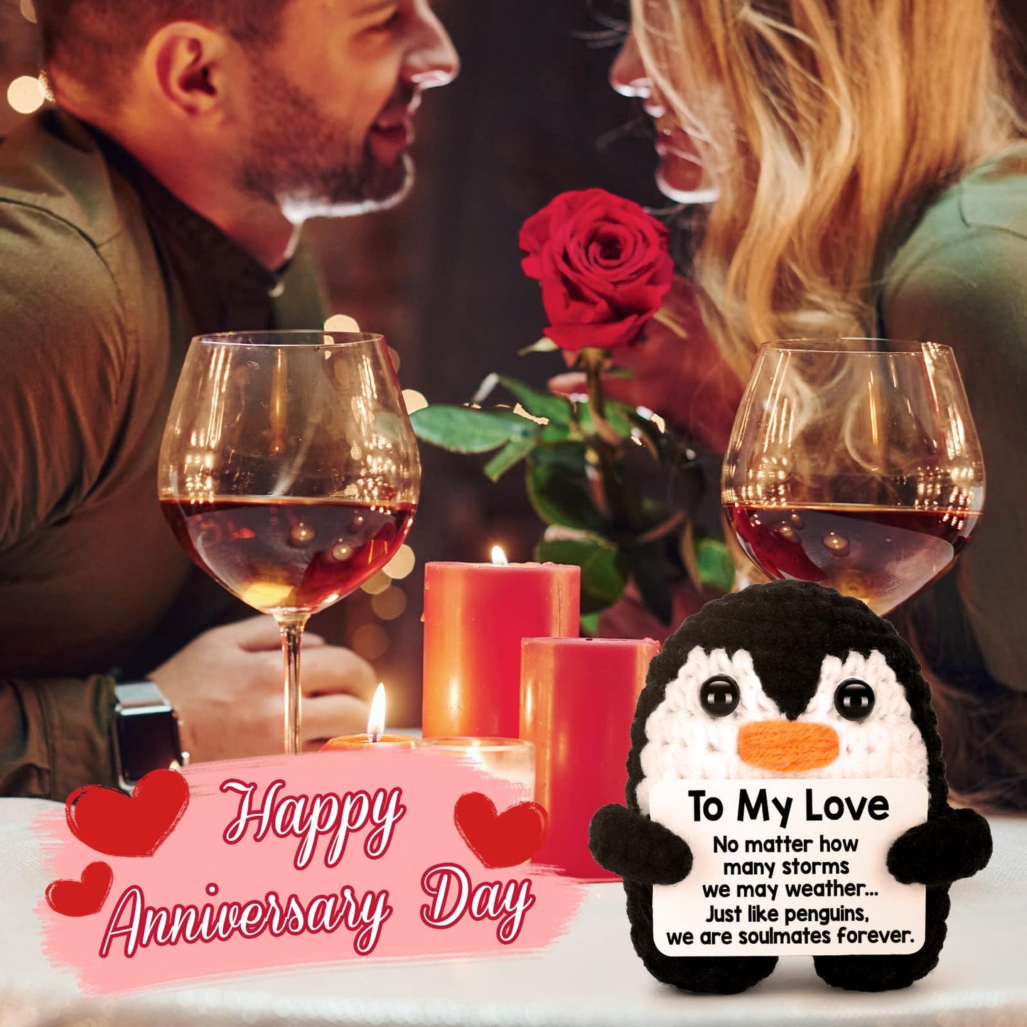 Gifts for Him Her Boyfriend Girlfriend Birthday Christmas, To My Love Handmade Crochet Penguin, Wedding Anniversary Valentines G