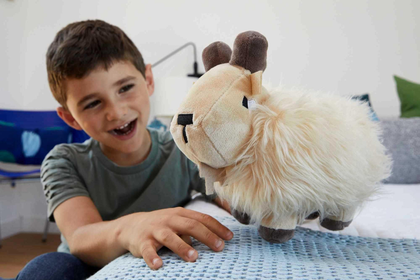 Mattel Minecraft Goat Plush Toy, 8-inch Soft Doll, Polyester, Multi Color, Model HBT43