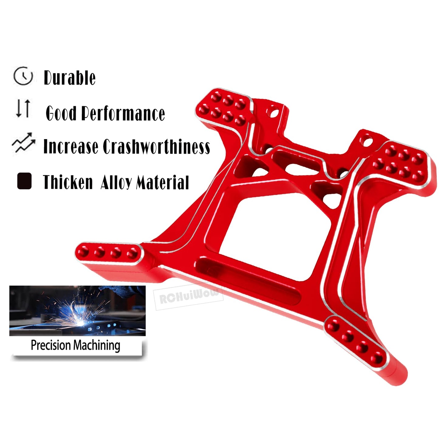 Rchuiwow Upgrades Part For 1/10 Rustler 4Wd/4Wd(Vxl),Alloy Front And Rear Rc Shock Towers Hops Up,Red