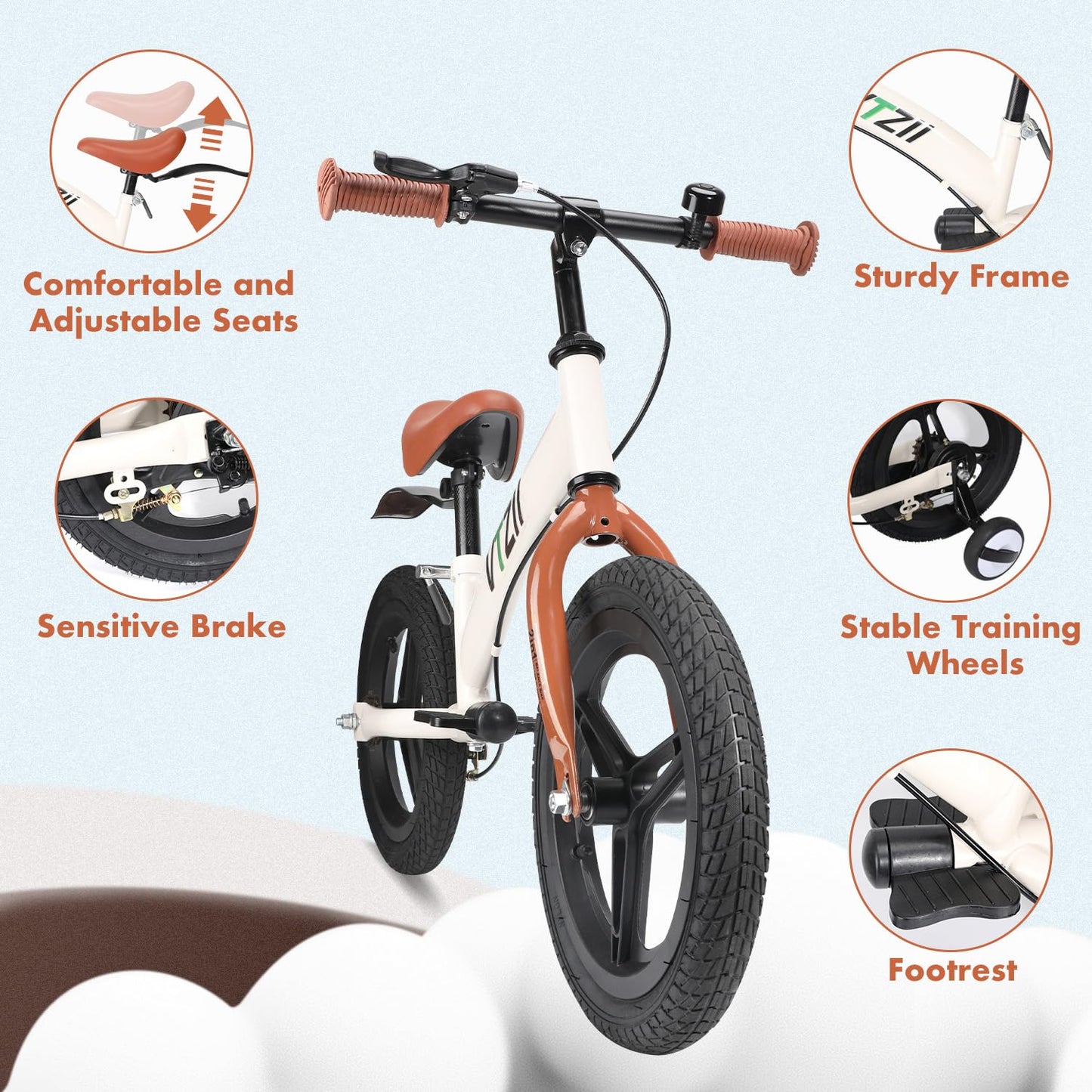 Vtzii Balance Bike 2 In 1 With Pedals Brake Training Wheels Kickstand Pneumatic Tyre,For Kids 2-7 Years Old,Kids Bike 12 14 16 I
