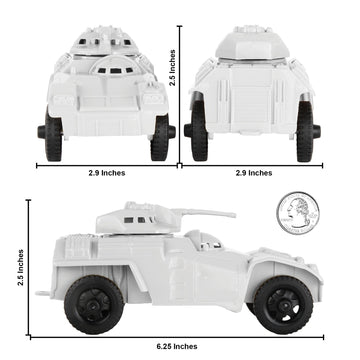 TimMee RECON PATROL Armored Cars - White Plastic Army Men Scout Vehicles
