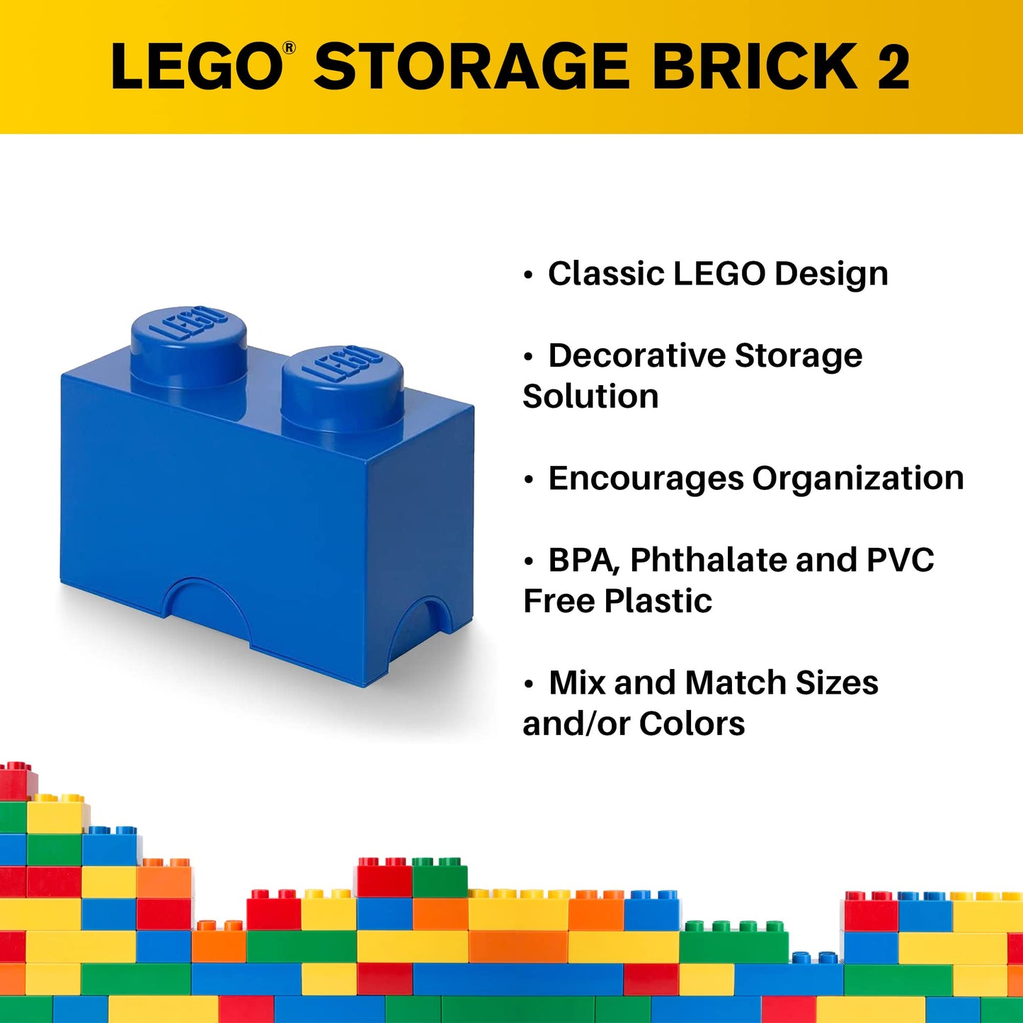 Room Copenhagen 2 Lego Brick Box, Bright Blue, Model: 40020631