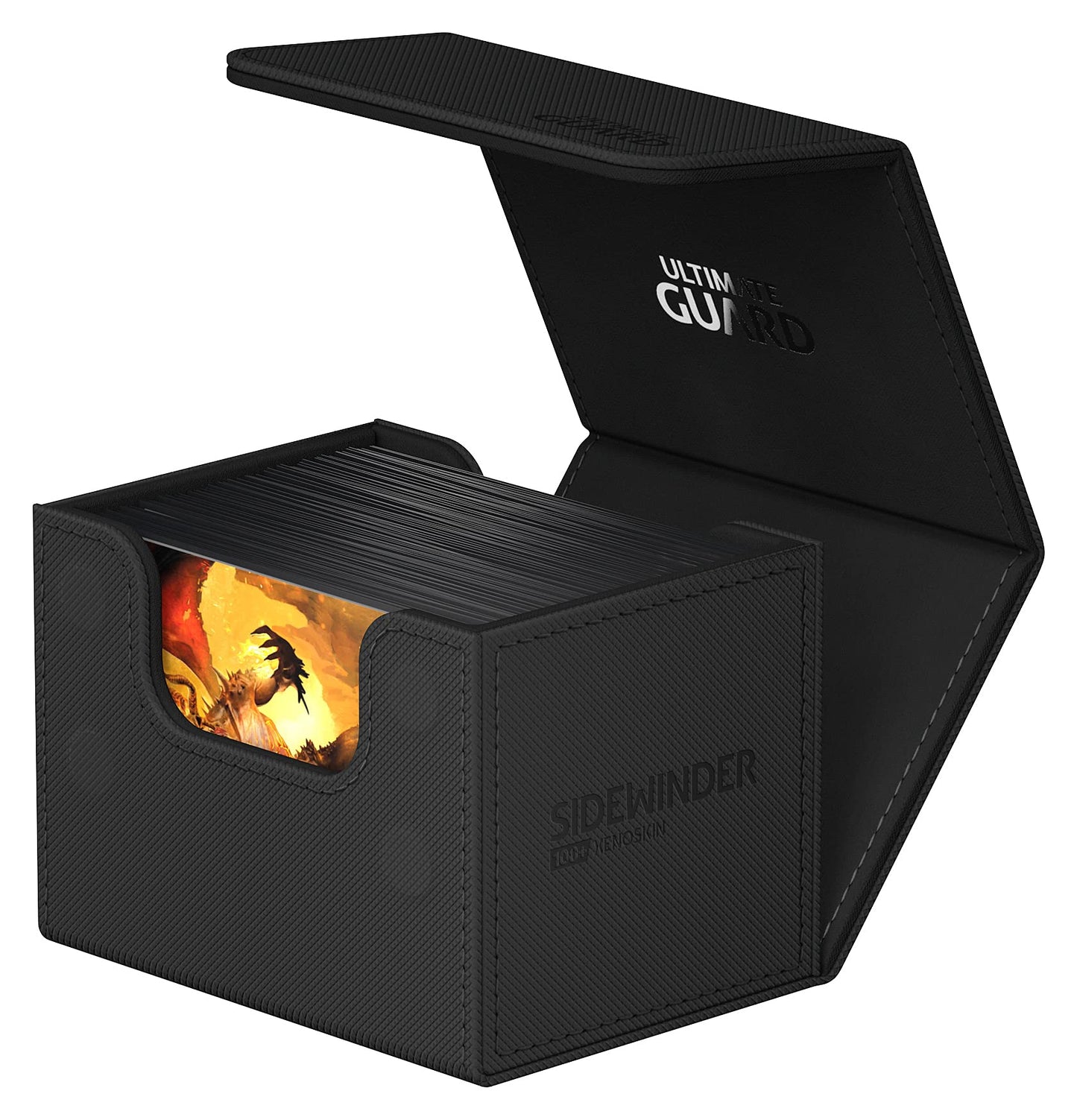 Ultimate Guard Sidewinder 100+ Deck Box - Black, Magnetic Closure, Microfiber Lining for 100 Double-Sleeved TCG Cards, Model UGD011210