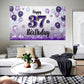 LASKYER Happy 37th Birthday Decorations,37th Purple Balloon Large Birthday Banner Backdrop Sign,37 Years Old Bday Party Supplies