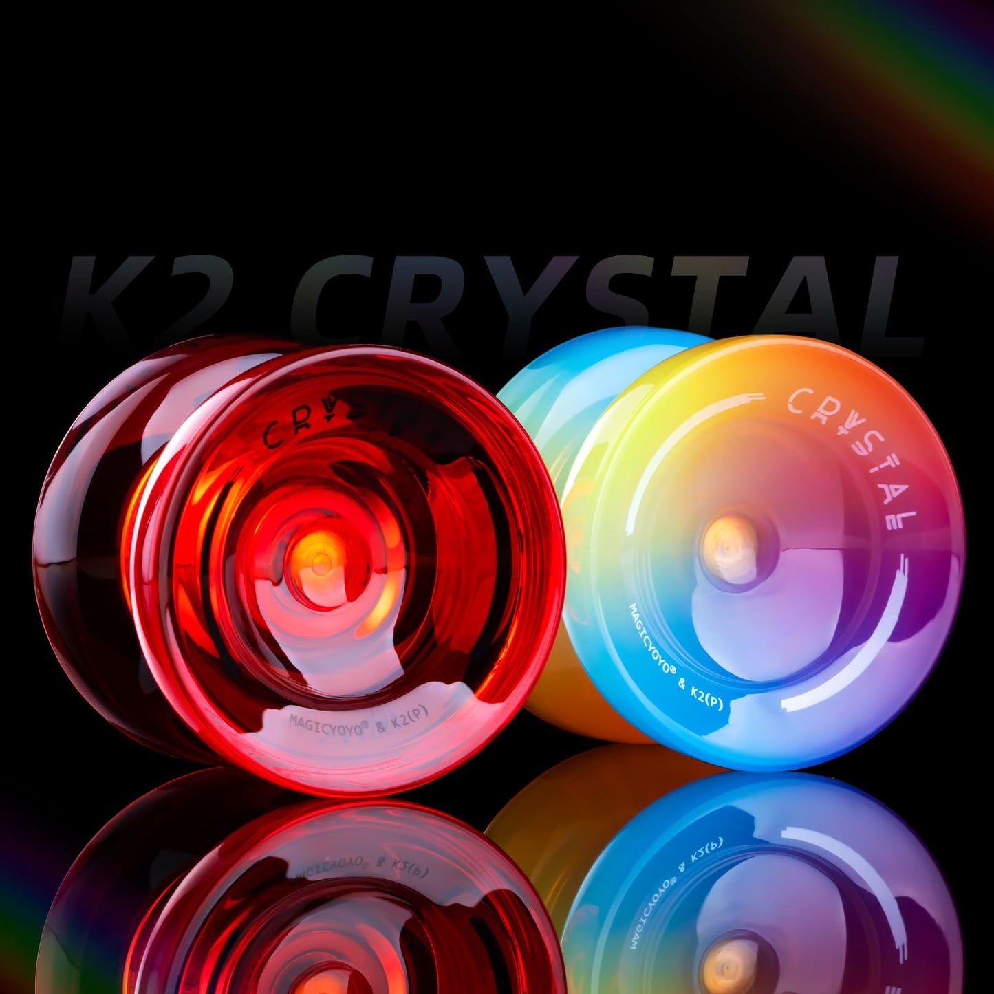 Professional Responsive Yoyo For Kids And Adults Advanced, 2 Pack Dual Purpose Yoyo With Unresponsive Yoyo Bearing + 12 Yo Yo String (Red + Tricolor Gradient)