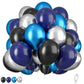 Navy Blue Black Silver Balloons,12Inch Blue Silver Balloons, Navy Blue And Black Latex Balloon Metallic Blue Silver Helium Ballo