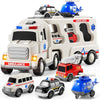 Kidoyz 5-In-1 Ambulance Rescue Vehicle Truck Set | Friction-Powered Ambulance Carrier With Toy Helicopter, Police Car, Fire Truc