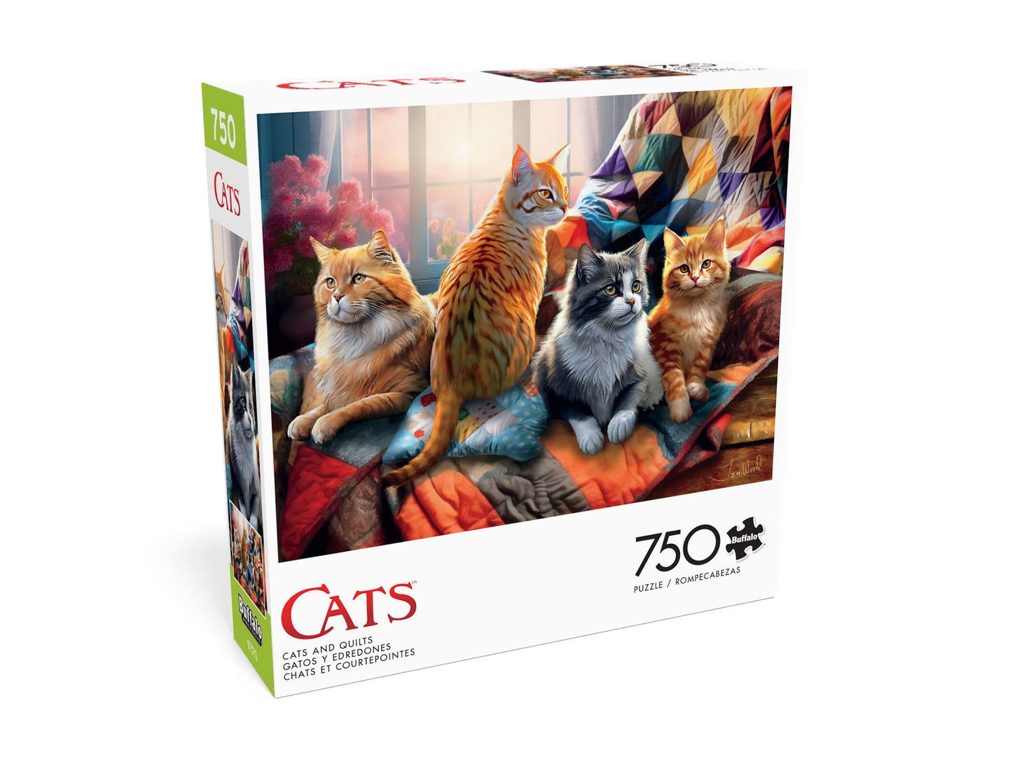 Buffalo Games - Tom Wood - Cats And Quilts - 750 Piece Jigsaw Puzzle For Adults -Challenging Puzzle Perfect For Game Nights - Finished Size Is 24.00 X 18.00
