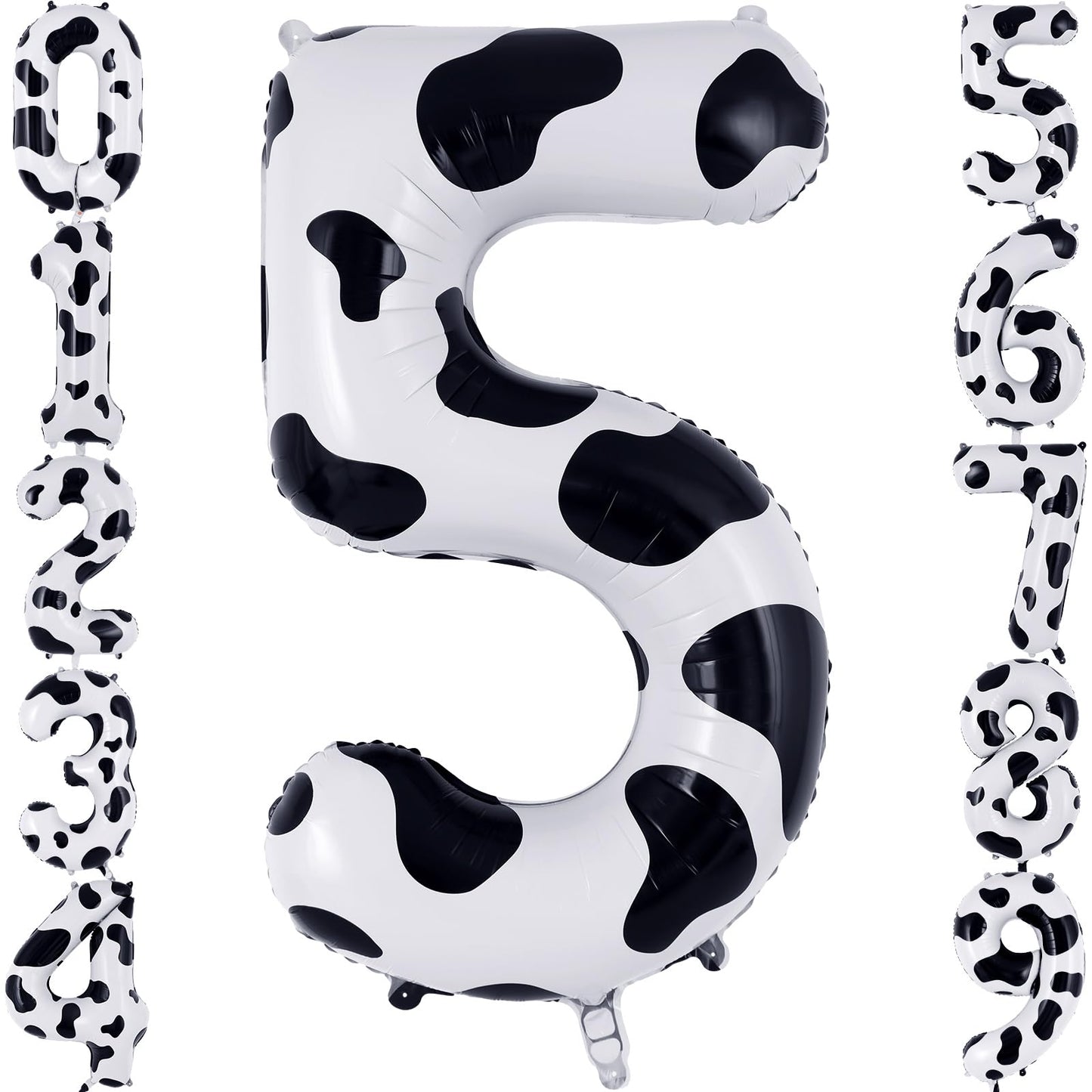 Cow Print Number 5 Balloon, Large 40 Inch Cow Number Birthday Balloons, Foil Mylar Number 5 Balloons For 5 Year Old Birthday Par